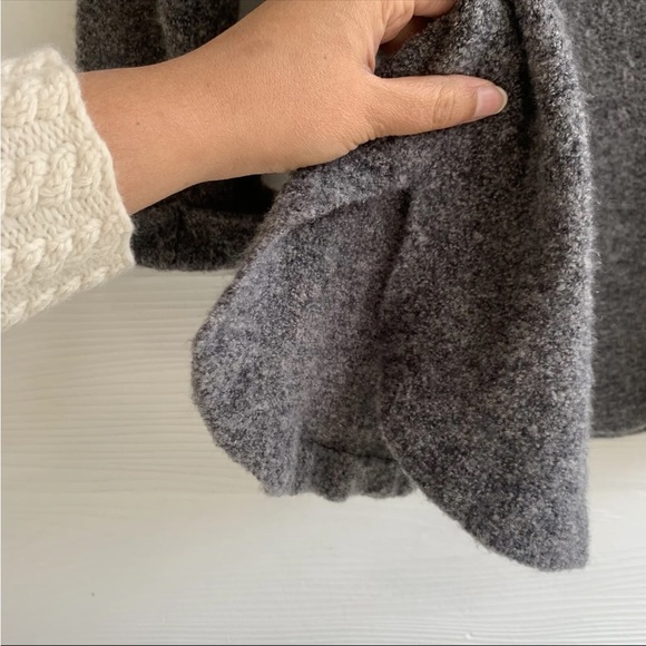 Margaret O’Leary Mock Neck Wool Blend Gray Sweater Top size Large 3/4 Sleeve - Picture 5 of 11